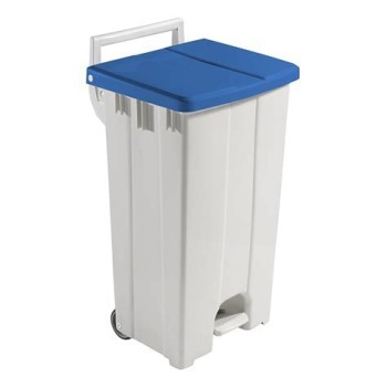 1 Pezzo - Pattumiera a Pedale Derby con Coperchio Blu, H.A.C.C.P. Litri 90