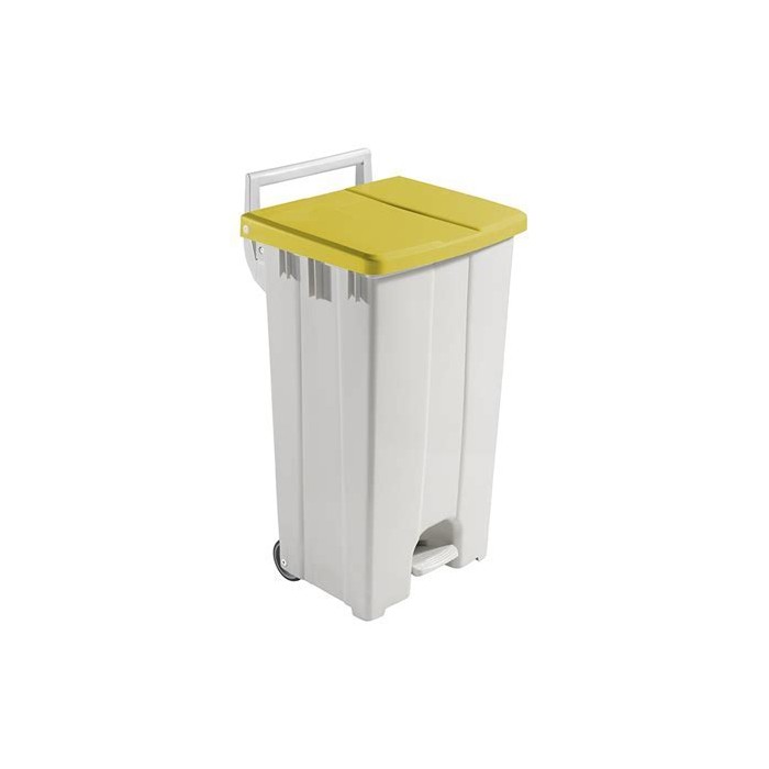 1 Pezzo - Pattumiera a Pedale Derby con Coperchio Giallo, H.A.C.C.P. Litri 90