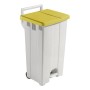 1 Pezzo - Pattumiera a Pedale Derby con Coperchio Giallo, H.A.C.C.P. Litri 90