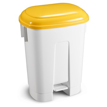 1 Pezzo - Pattumiera a Pedale Derby con Coperchio Giallo, H.A.C.C.P. Litri 60