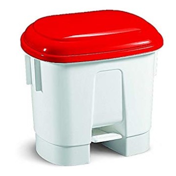 1 Pezzo - Pattumiera a Pedale Derby con Coperchio Rosso, H.A.C.C.P. Litri 30