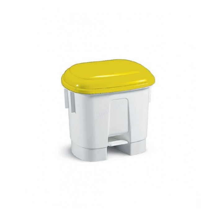 1 Pezzo - Pattumiera a Pedale Derby con Coperchio Giallo, H.A.C.C.P. Litri 30