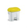 1 Pezzo - Pattumiera a Pedale Derby con Coperchio Giallo, H.A.C.C.P. Litri 30