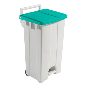 1 Pezzo - Pattumiera a Pedale Derby con Coperchio Verde, H.A.C.C.P. Litri 90