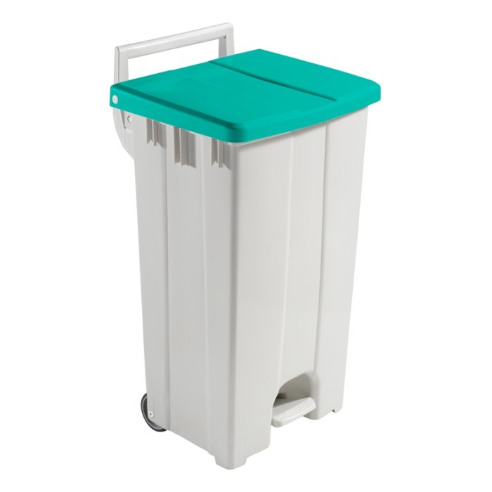 1 Pezzo - Pattumiera a Pedale Derby con Coperchio Verde, H.A.C.C.P. Litri 90