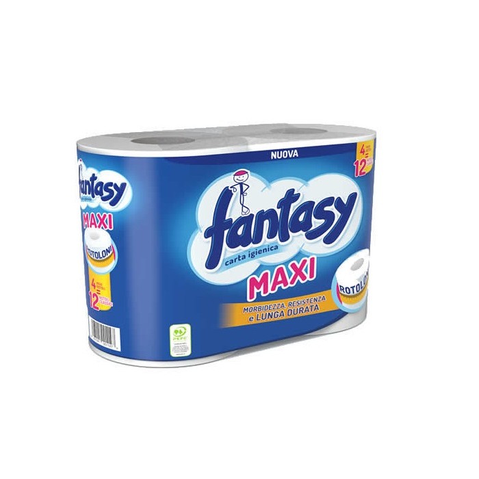 28 Pezzi - Carta Igienica 4 Rotoli Fantasy Maxi XL "2V Liscia"