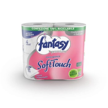 56 Pezzi - Carta Igenica 4 Rotoli Fantasy Softouch, 3 Veli Goffrata