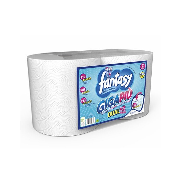 2 Rotoli - Bobina Fantasy TuttoFatto, 2 Veli Goffrata in Pura Cellulosa, Kg 1.6