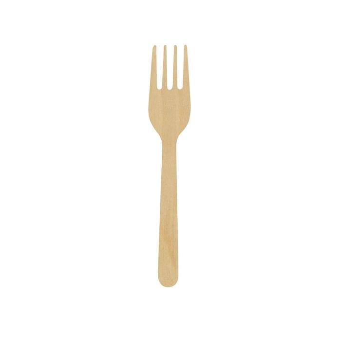 100 Pezzi - Forchettina in Legno a 4 Punte - 11,7 cm