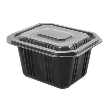 VASCHETTA ASPORTO NERA ML.500 C/COPERCHIO TRASP GAR. (ct.12) PZ.50