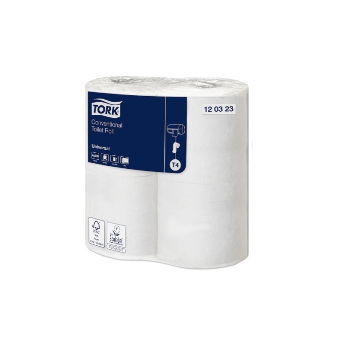 CARTA IGIENICA 4 ROTOLI TORK T4 (N/F) "str.500 2V" (Cf.7x4pz) PZ.28