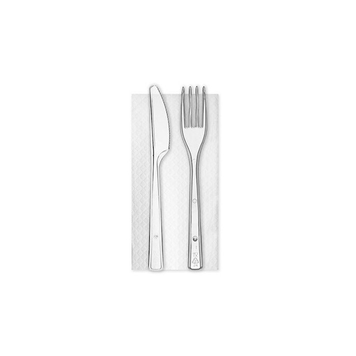 BIS POSATE KRISTAL TRASP (forchetta+coltello) + TOV.LO 1V PZ.100