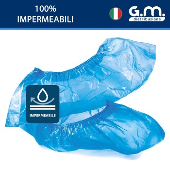 100 Copriscarpe in PE Alta Resistenza con Elastico Rinforzato Azzurri