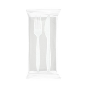 BIS POSATE BIANCO CPLA (forchetta+coltello + TOV.LO 2V) "35502" PZ.500