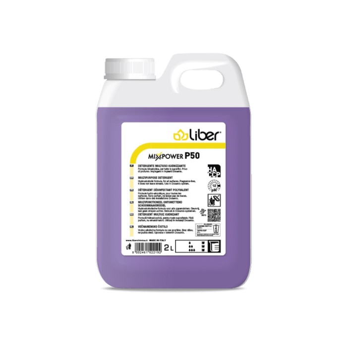 MIXPOWER P50 DETERGENTE MULTIUSO IGIENIZZANTE "LIBER" LT.2x4 Tan.