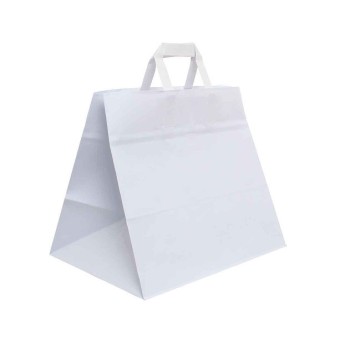 SHOPPER IN CARTA BIANCA Base larga Mis.28+17x26h Maniglia piatta PZ.200