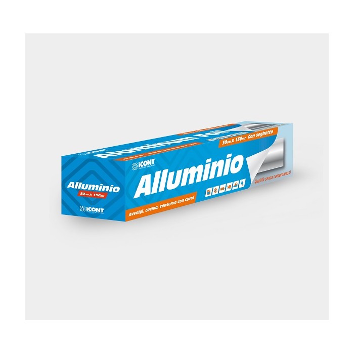 ROTOLO ALLUMINIO LISCIO ASTUCCIATO "ICONT" H30 (ct.9) MT.100