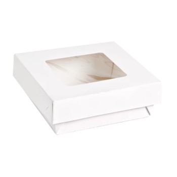 SCATOLA ASPORTO BIANCA CON FINESTRA 135x135x50h (ct.10) PZ.25
