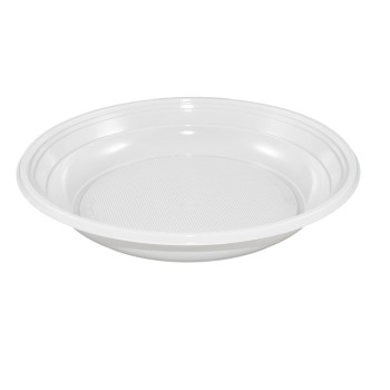 PIATTO FONDO IN PLASTICA BIANCO "Rigido riutilizzabile" (ct.32) PZ.20