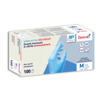 "HIGH WEIGHT" GUANTI NITRILE BLU ALTO SPESSORE "gr.8" (L) S/TALCO PZ.100