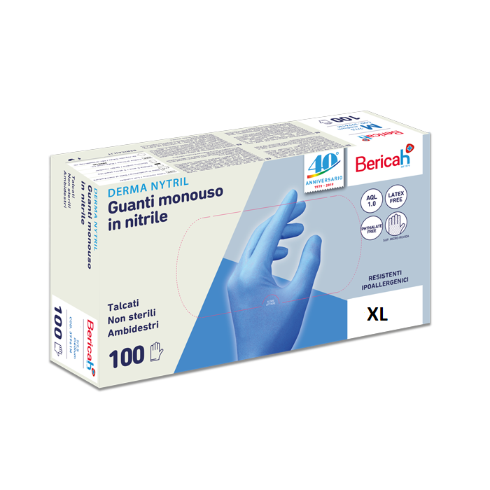 "DERMA NYTRIL" GUANTI IN NITRILE BLU S/TALCO "gr.5" (XL) PZ.100