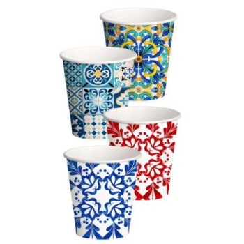 BICCHIERE ACQUA IN CARTONCINO ML.180 "movida maiolica" (ct.20) PZ.50