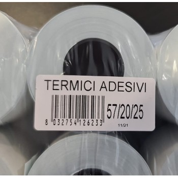 ROTOLI TERMICI ADESIVI x BILANCIA "FORO 25mm L57mm MT.20" (ct.5) PZ.10