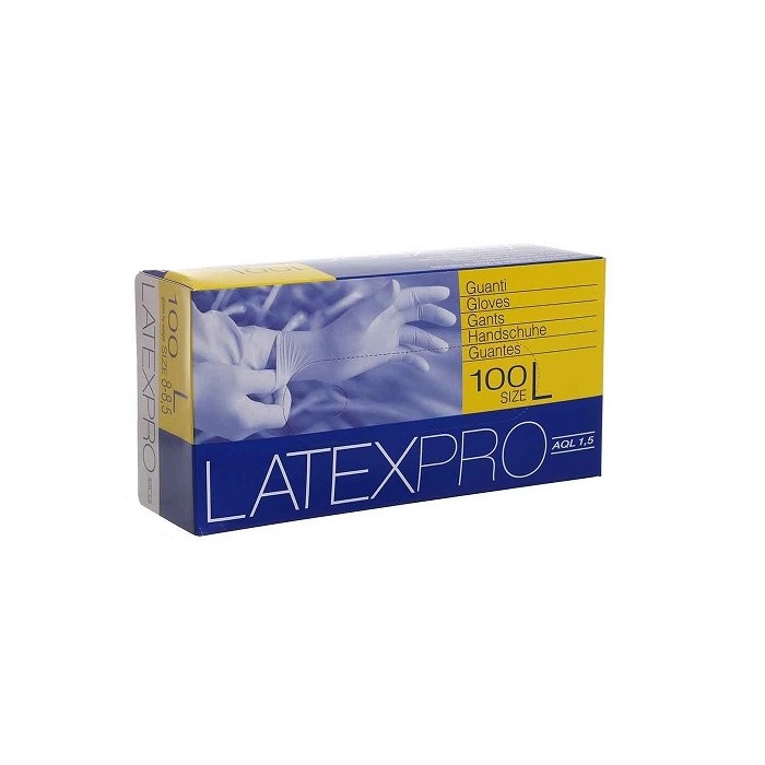 LATEXPRO POWFREE GUANTI LATTICE BIANCO S/TALCO "microruvidi" (L) PZ.100