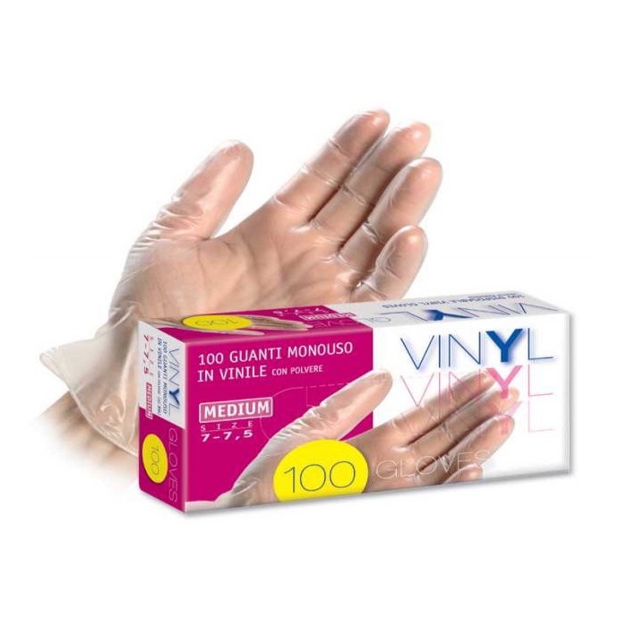 GUANTI in VINILE trasparenti XL S/TALCO PZ.100