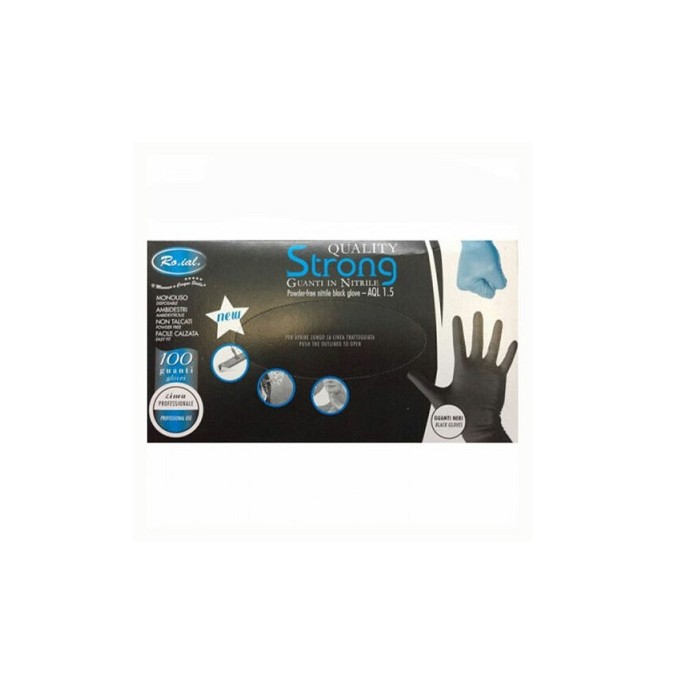 "STRONG NERO" GUANTI IN NITRILE NERO S/TALCO (S) ROIAL gr.3,5 PZ.100
