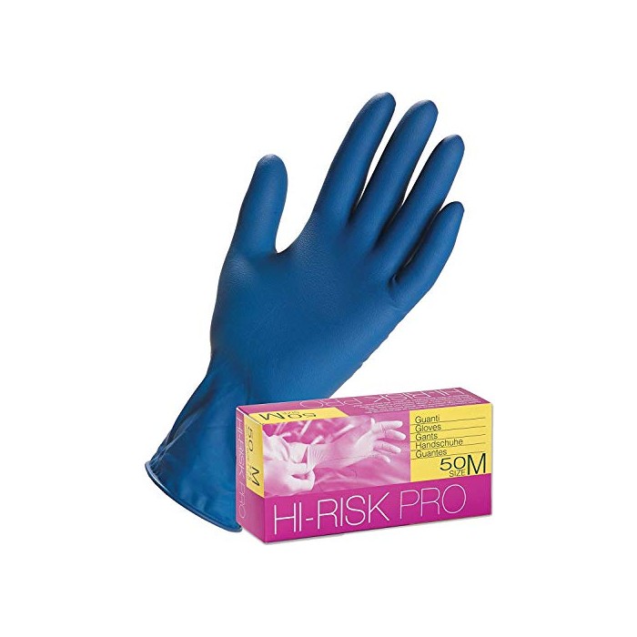 HI-RISK 747 GUANTI LATTICE BLU S/TALCO ALTO SPESSORE "gr.18" (L) PZ.50