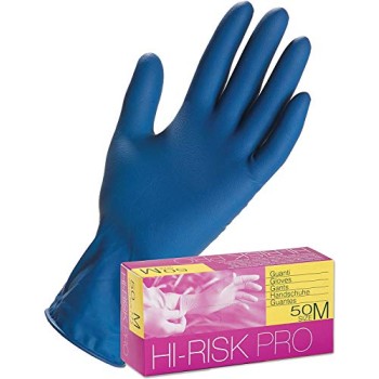 "HI-RISK" GUANTI IN LATTICE BLU S/TALCO ALTO SPESSORE (M) PZ.50