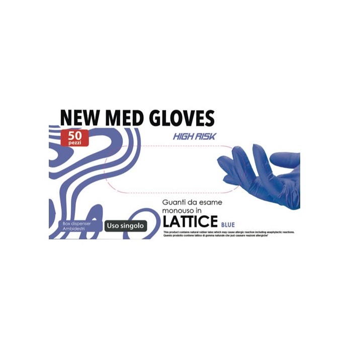 "NEW MED HI-RISK" GUANTI IN LATTICE BLU S/TALCO gr.18,5 (L) PZ.50