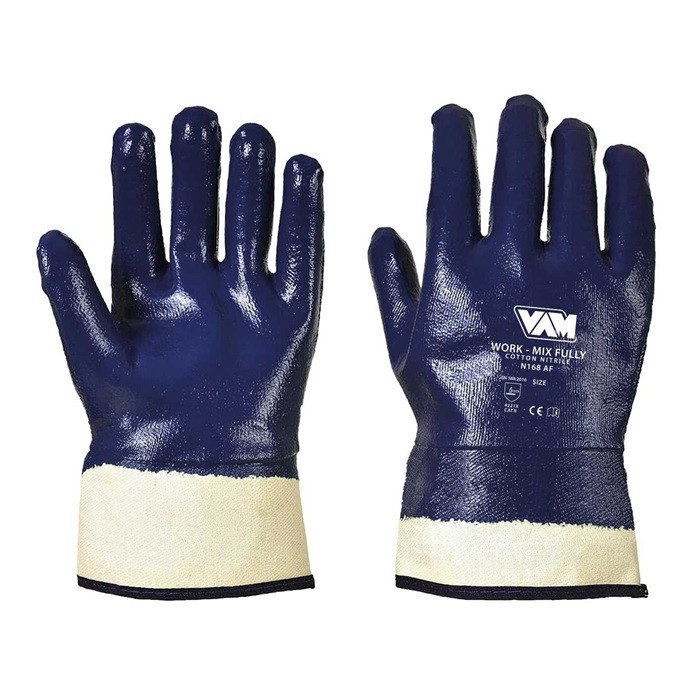 GUANTI RIUSABILI COTONE SPALMATI NITRILE BLU NBR "XL" (ct.120) 1 PAIO