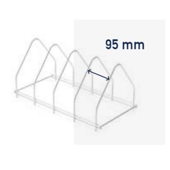SUPPORTO INOX PER 4 TEGLIE (PASSAGGIO UTILE 95 mm) PZ.1