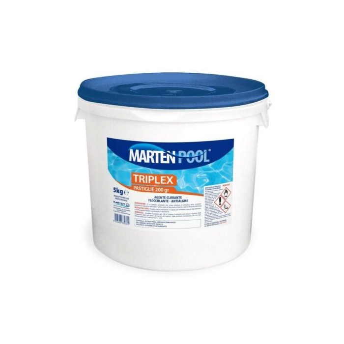 TRIPLEX IN PASTIGLIE da 200 GR (CLORO+ANTIALGHE+FLOCCUL.) SECCHIO KG.25