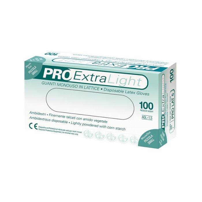 "PRO EXTRA LIGHT" GUANTI IN LATTICE BIANCO S/TALCO (S) PZ.100