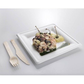 PIATTO QUADRATO BIANCO IN POLPA 26x26 (ct.10) PZ.50