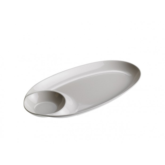 PIATTO OVALE IN MELAMINA BIANCO CON SALSIERA PZ.1