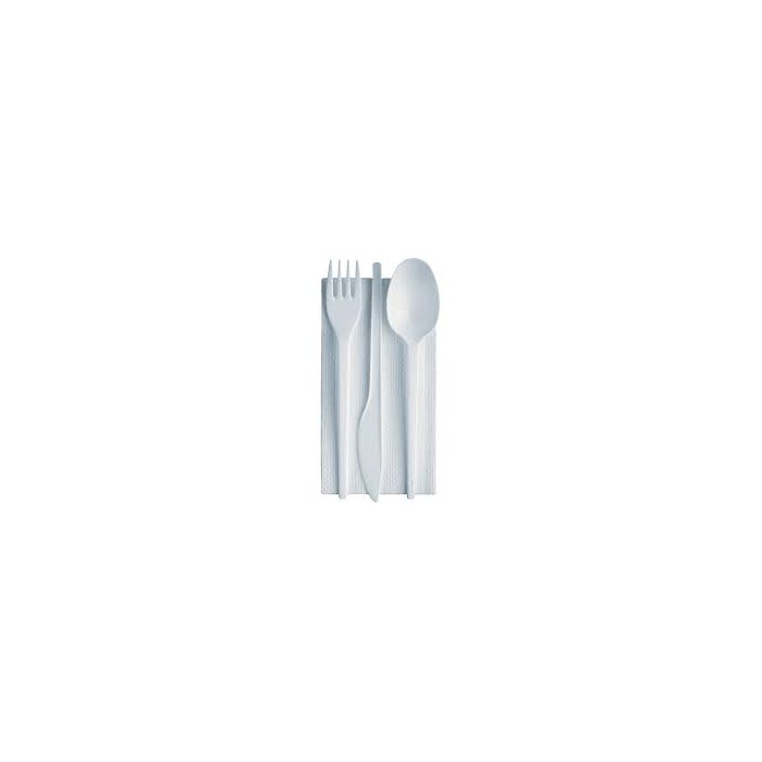 TRIS POSATE BIANCO (forchetta+coltello+cucchiaio) + TOV.LO 1V PZ.900