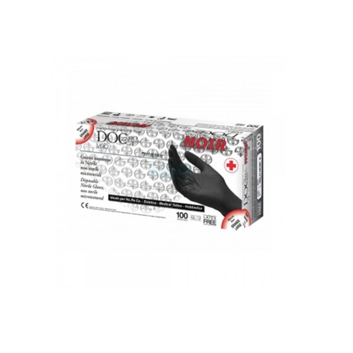 "DOC ZERO NOIR" GUANTI IN NITRILE NERO S/TALCO "gr.3,5" (S) PZ.100