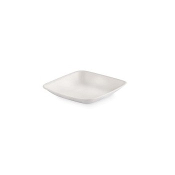 50 Pezzi – Piattino Finger Quadrato Bianco in Polpa 6,5x6,5 cm, Compostabile ed Elegante, Ideale per Finger Food