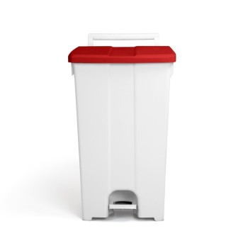 1 Pezzo - Pattumiera a Pedale Derby con Coperchio Rosso, H.A.C.C.P. Litri 90