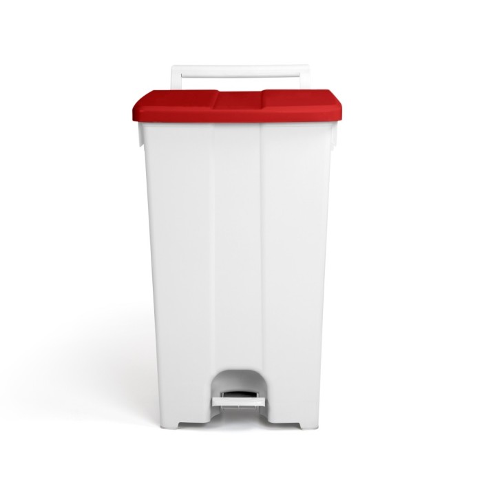1 Pezzo - Pattumiera a Pedale Derby con Coperchio Rosso, H.A.C.C.P. Litri 90