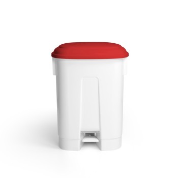 1 Pezzo - Pattumiera a Pedale Derby con Coperchio Rosso, H.A.C.C.P. Litri 60