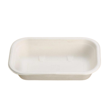 125 Pezzi - Vaschetta Asporto in Polpa di Cellulosa, Colore Bianco - ml 1000 - Coperchio Adattabile code: CRL050