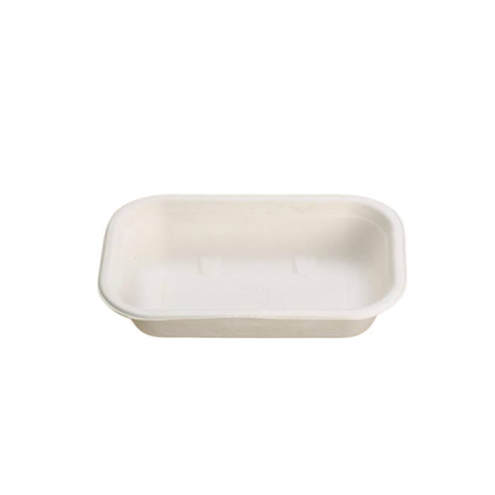 125 Pezzi - Vaschetta Asporto in Polpa di Cellulosa, Colore Bianco - ml 650 - Coperchio Adattabile code: 3462