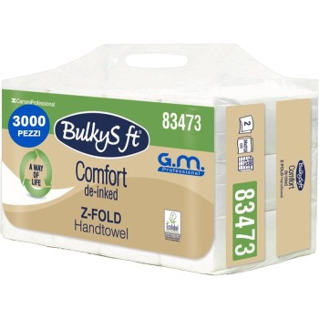 3000 Asciugamani di Carta Piegati a Z 24x21,5 cm 2 Veli in Cellulosa