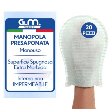 20 Pezzi - Manopole Saponate a Guanto, Alta Qualità, in TNT, Soffice Spugna Esterna, per Anziani