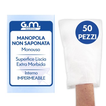 50 Pezzi - Manopole Non Saponate, Impermeabili, Alta Qualità, in TNT, per Anziani, Monouso